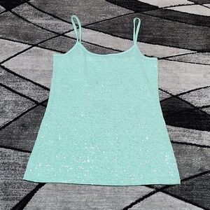 BKE SEQUINS MINT GREEN LAYERING TANK-TOP BUCKLE XL